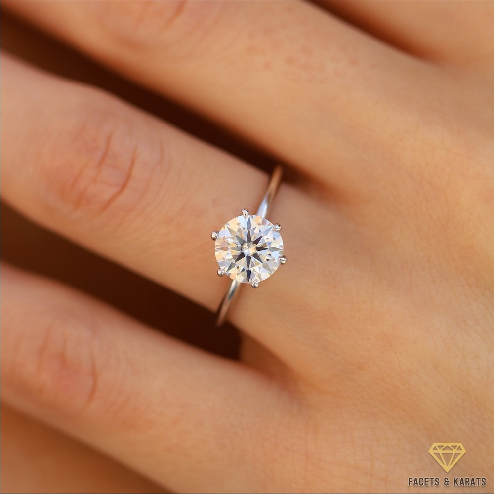 1.5 ct Round Moissanite Solitare Engagement Ring and Wedding Band Set